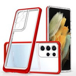 Husa Husanou Case Clear 3in1 pentru Samsung Galaxy S23 Ultra Siliko Cover cu cadru roșu Case