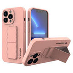 Wozinsky Kickstand Case flexible silicone cover with a stand iPhone 13 mini pink