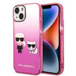 Husa Apple iPhone KARL LAGERFELD 14 Plus Gradient Gradient Iconic Karl &amp; Choupette Pink Hardcase