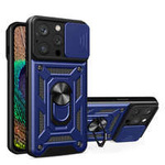 Husa Armor husa iPhone Carcasă blindată Hybrid Camshield 14 Pro Max cu capac pentru cameră foto albastru Case