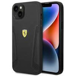 Husa iPhonecase Ferrari 14 Plus 6.7" negru/negru Hard Leather Stamp Sides din piele tare