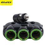 Incarcator AWEI Car Splitter pentru mașină 2 USB C-35 3 12 V 12 V priză pentru țigări Negru