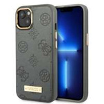 Husa Guess iPhone 13 6.1" gri/gri gri greucase Peony Logo Plate MagSafe