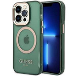 Husa Guess GUHMP14XHTCMA iPhone 14 Pro Max 6.7" verde/kaki hard case Gold Outline Translucent MagSafe Case
