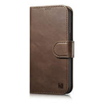 Case husa iPhone iCarer Oil Wax Wallet 2in1 14 Plus 14 Plus husă din piele cu clapetă anti-RFID maro (WMI14220723-BN)