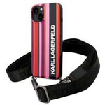 Husa Apple iPhone KARL LAGERFELD 14 Color Stripes Strap Pink Hardcase