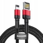 Cablu Lightning USB reversibil BASEUS Cafule 2.4A 1m negru/roșu