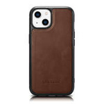 husa iPhone MagSafeiCarer Leather Oil Oil Wax acoperit în piele naturală pentru 14 Plus (compatibil cu ) maro (WMI14220719-BN)