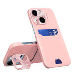 Husa Case Husa iPhone Stand din piele pentru 14 Plus Card Portofelul de acoperire cu stand roz Case