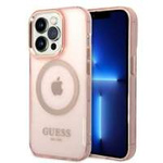 iPhone case Guess GUHMP14LHTCMP 14 Pro 6.1" roz/roz tare Gold Outline Translucident MagSafe