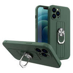 Husa Inel Case silikonou husa cu suport deget și suport pentru iPhone 12 mini verde închis Case