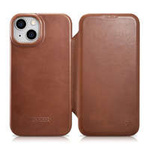 Case husa iPhone mag MagSafe iCarer CE CE Oil Wax Premium Leather Folio din piele 14 Plus cu clapetă netic maro (AKI14220707-BN)