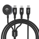 Cablu de încărcare pentru Apple Watch Dudao A12Max+ PD 100W 3in1: USB-C Lightning 1.2m - negru