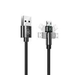 Cablu împletitură USAMS USB MicroUSB U60 Rotary 2A 1m negru