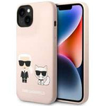 Husa Apple iPhone MagSafe KARL LAGERFELD 14 Silicone Karl &amp; Choupette Light Pink Hardcase