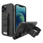 Frânghie Case silikonou husa cu șnur sac cu șnur strap pentru Xiaomi Poco X4 Pro 5G negru