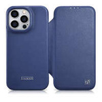 Case husa iPhone mag MagSafe iCarer CE CE Premium Leather Folio din piele de piele 14 Pro Max cu clapetă netic albastru (WMI14220716-BU)