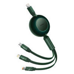 Baseus cablu Bright Mirror 2 cablu 3in1 retractabil 3in1 USB tip C - micro USB + Lightning + USB tip C 3.5A 1.1m verde (CAMJ010206)