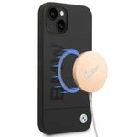 Husa iPhonecase Signature BMW BMHMP14MSLBLBK 14 Plus 6.7" negru/negru, cu logo de silicon tare MagSafe