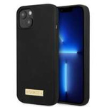 Husa Apple iPhone MagSafe GUESS 13 Mini Silicone Mini Logo Plate Black Hardcase