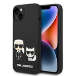 Husa Apple iPhone Liquid MagSafe KARL LAGERFELD 14 Plus Silicone Karl &amp; Choupette negru tarecase